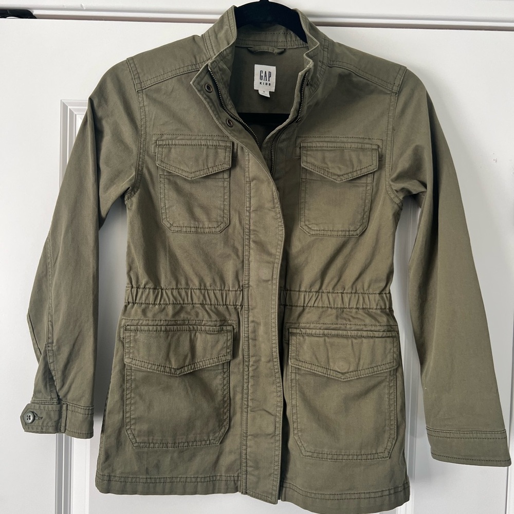 GAP Kids Olive Light Weight Utility Jacket with Pockets M (8)